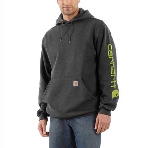 NWT Carhartt Men’s LOOSE FIT MIDWEIGHT LOGO SLEEVE GRAPHIC HOODIE in Gray